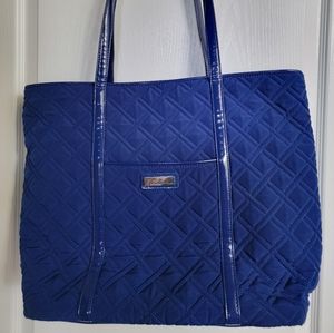 Vera Bradley Microfiber Vera Tote Cobalt Blue Zip Top